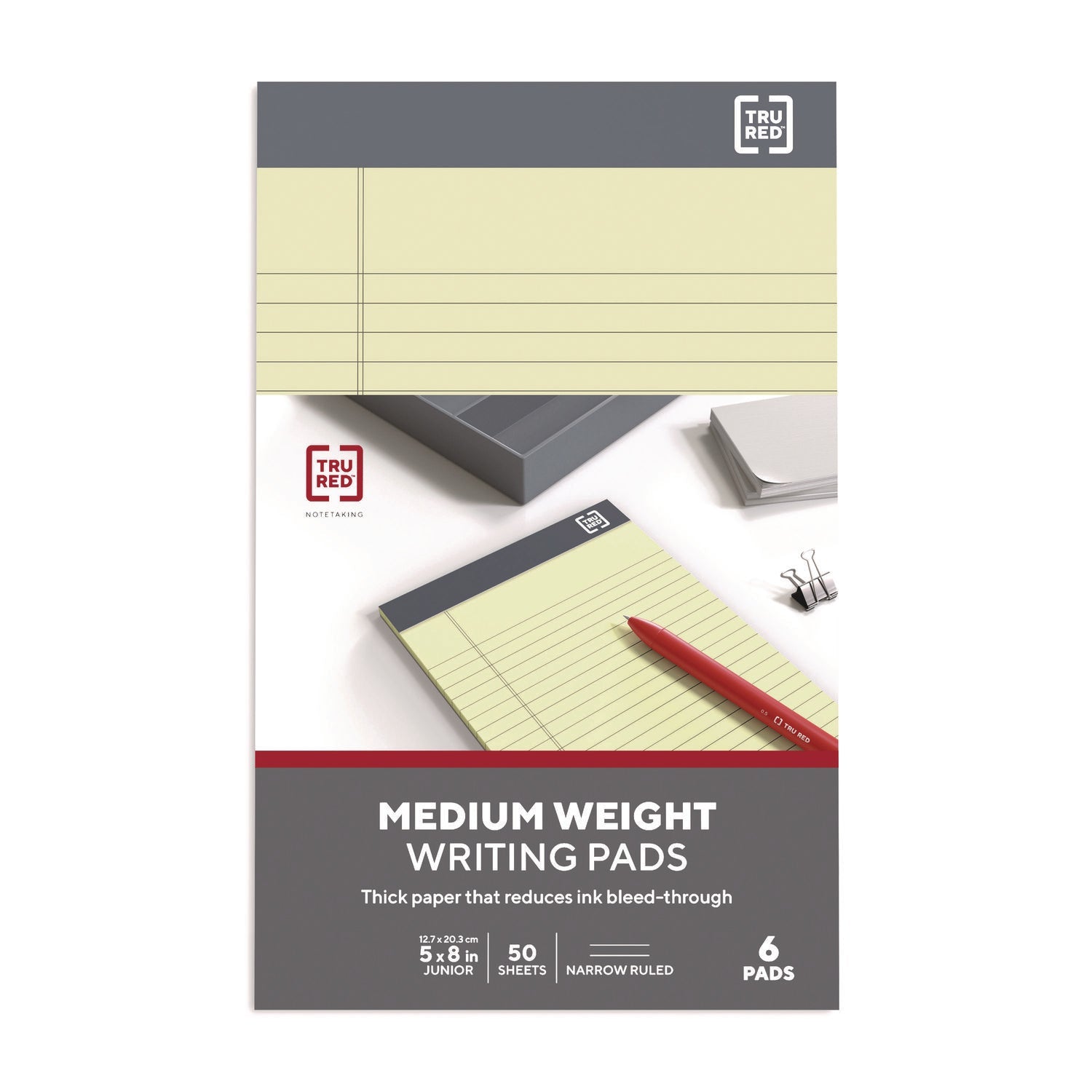 tru-red-notepads-narrow-rule-50-canary-yellow-5-x-8-sheets-6-pack-tudtr59899_1